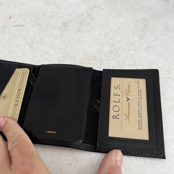 Rolfs Cowhide Mens Black Genuine Leather Wallet Bi-Fold Credit Card Holder - Picture 7 of 8